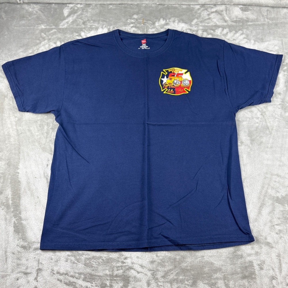 Hanes‎ Mens Houston Fire Station 55 Double Nickel Graphic T-Shirt Navy Blue XL